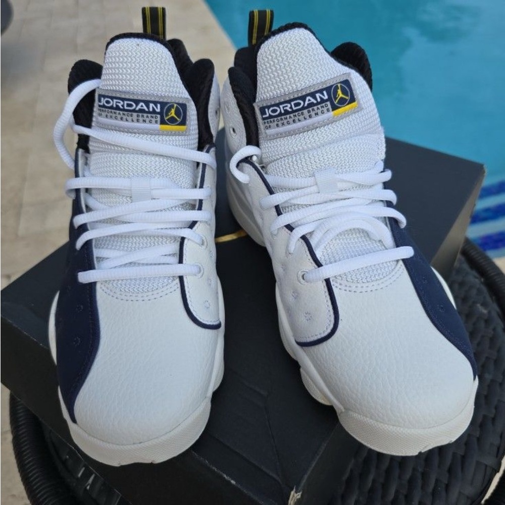 Jordan White and Blue Athletic Shoes